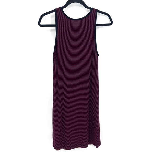 PAIGE Burgundy Black Striped Sleeveless Modal Blend Tank Dress Size XS - Picture 2 of 5